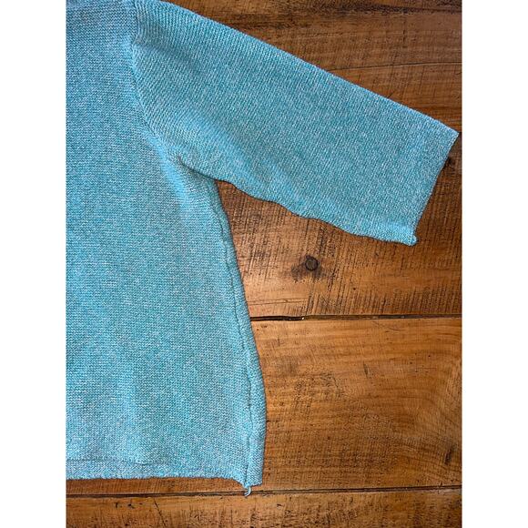 Womens Orvis Blue Cotton Blend Cardigan Sweater‎ Wooden Buttons 60s Style XL - Picture 2 of 7